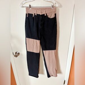 Patchwork Black and Pink Women Jeans
